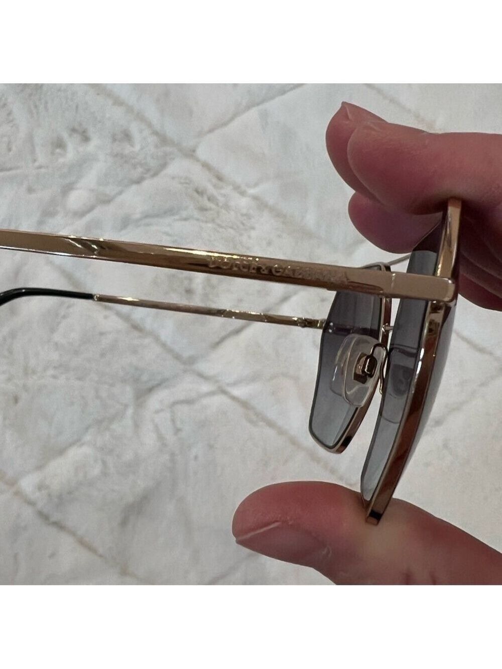 Dolce & Gabbana DG2157 Gold Aviator Polarized Polygon Sunglasses Black - Picture 8 of 15
